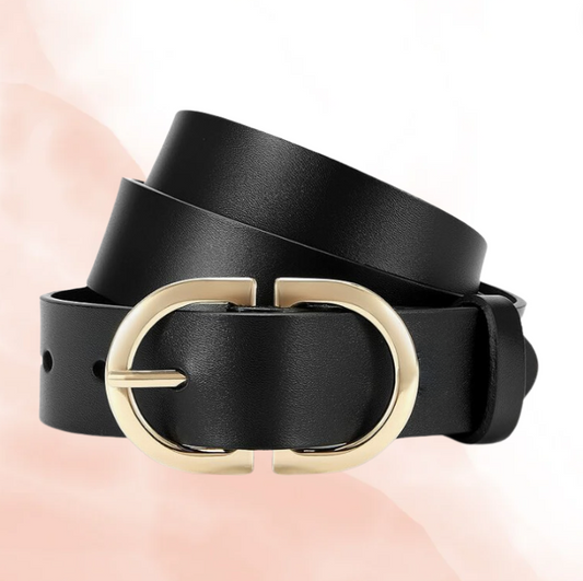 3.5cm Blue & Black Classic Leather Belt