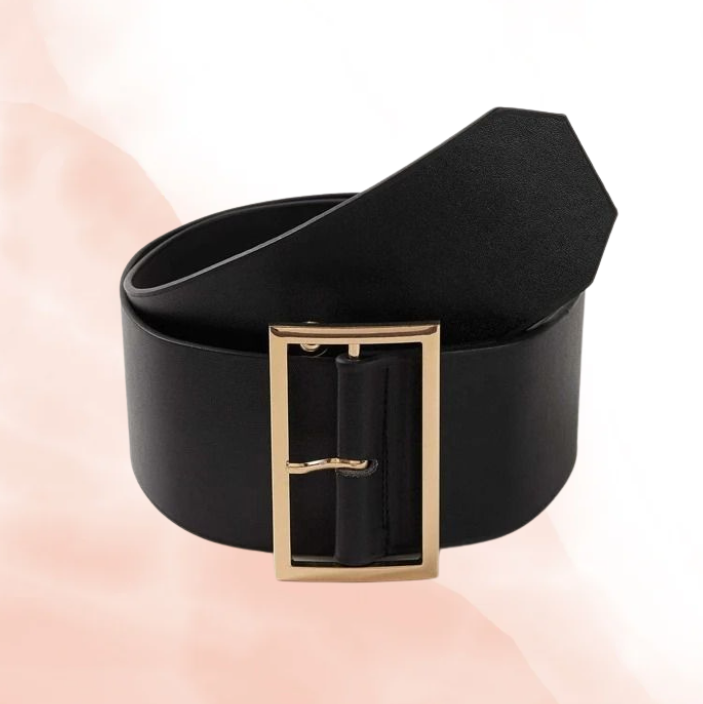 Gold & Black Enamel Leather Belt