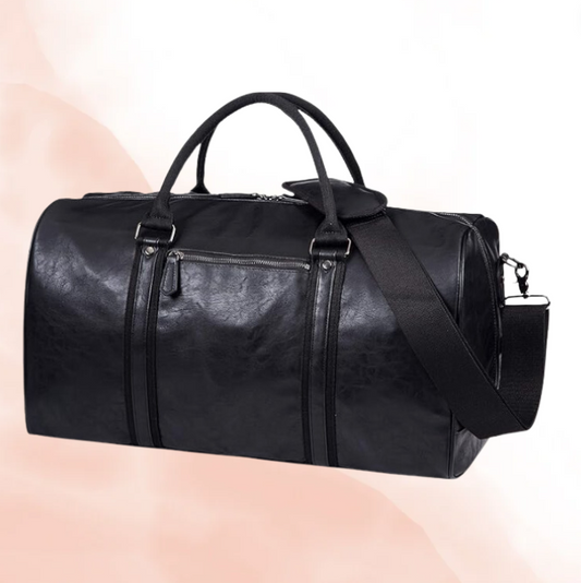 Black Leather Weekend Bag