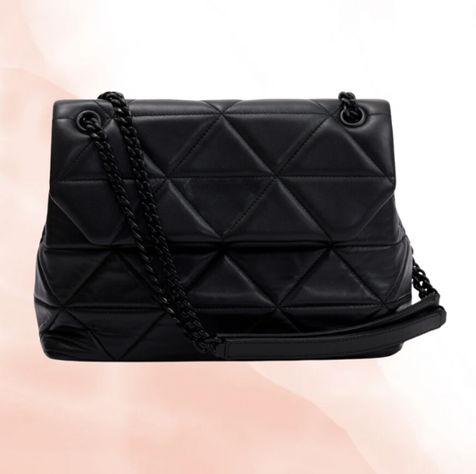 Black Quilted Flap Shoulder Bag