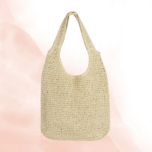 Woven Raffia Straw Tote Bag