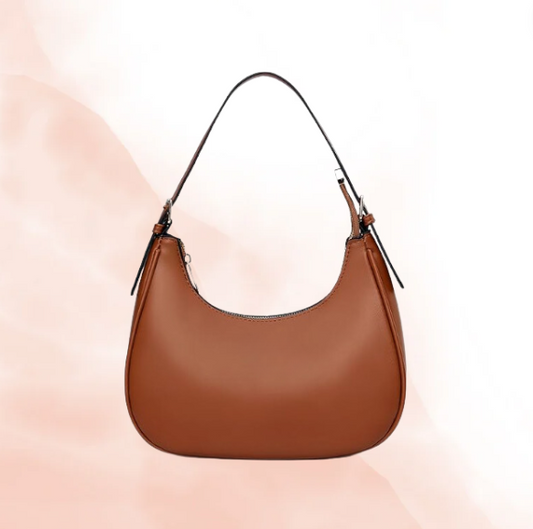 Smooth Leather Hobo Shoulder Bag