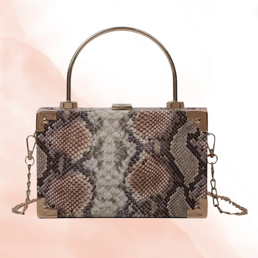 Snakeskin Top Handle Bag