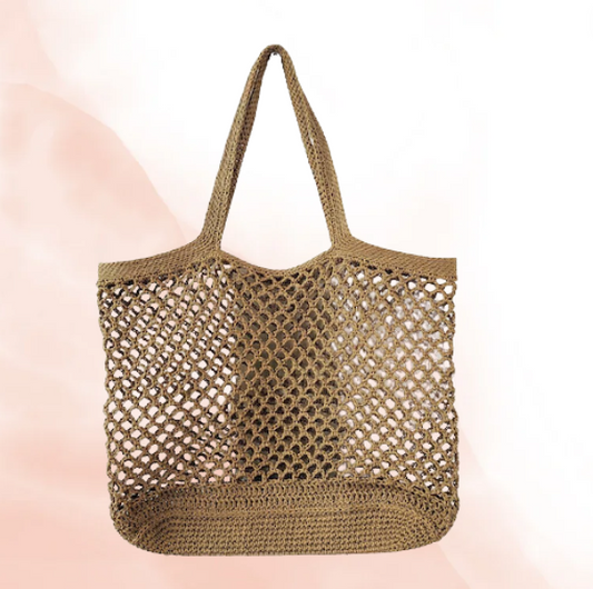 Netted Raffia Tote Bag