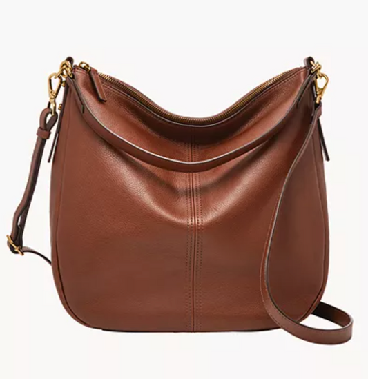 Stripe Canvas Hobo Shoulder Tote with Crossbody Strap