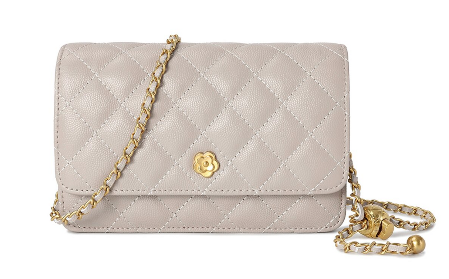 Caviar Leather Wallet-On-Chain Purse