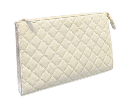 Quilted Grained Leather Clutch