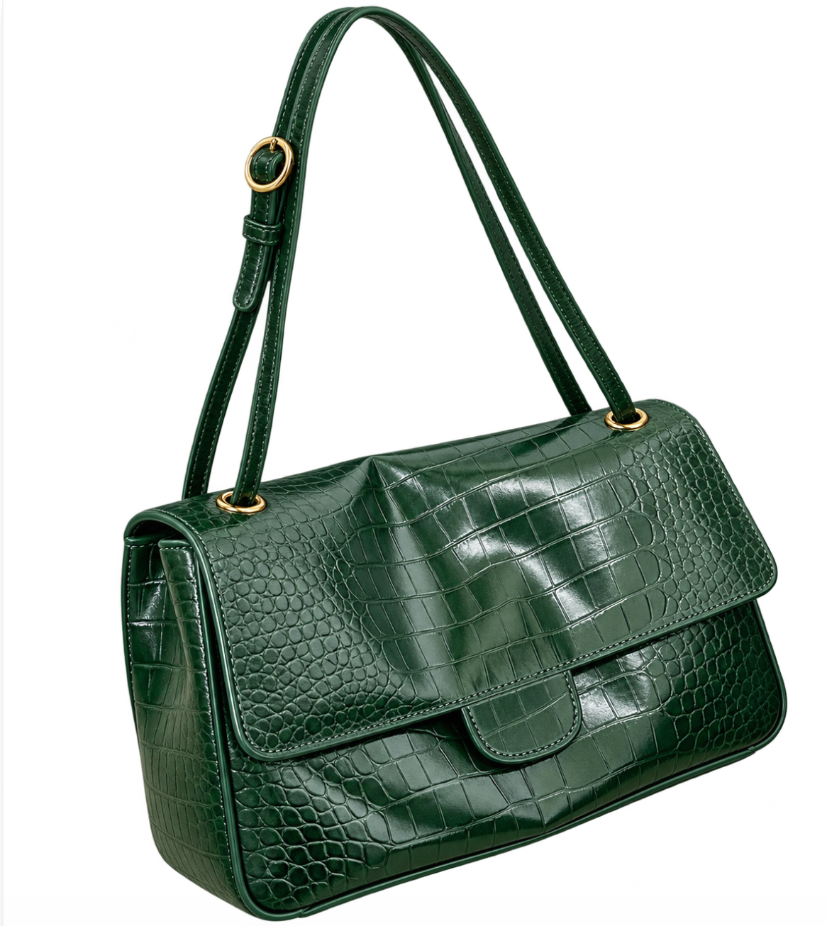Croc-Embossed Maxi Shoulder Bag