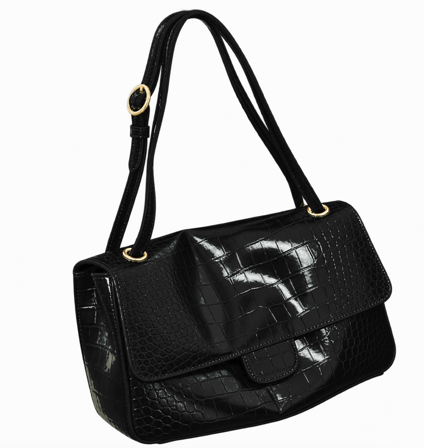 Croc-Embossed Maxi Shoulder Bag