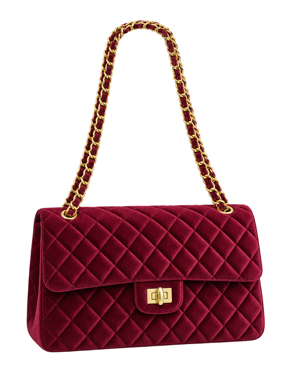 Velvet Quilted Handbag