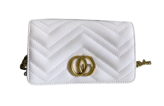Chevron Leather & Gold Chain Wallet