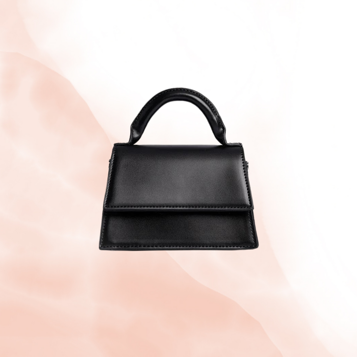 Black Small Top Handle Leather Bag